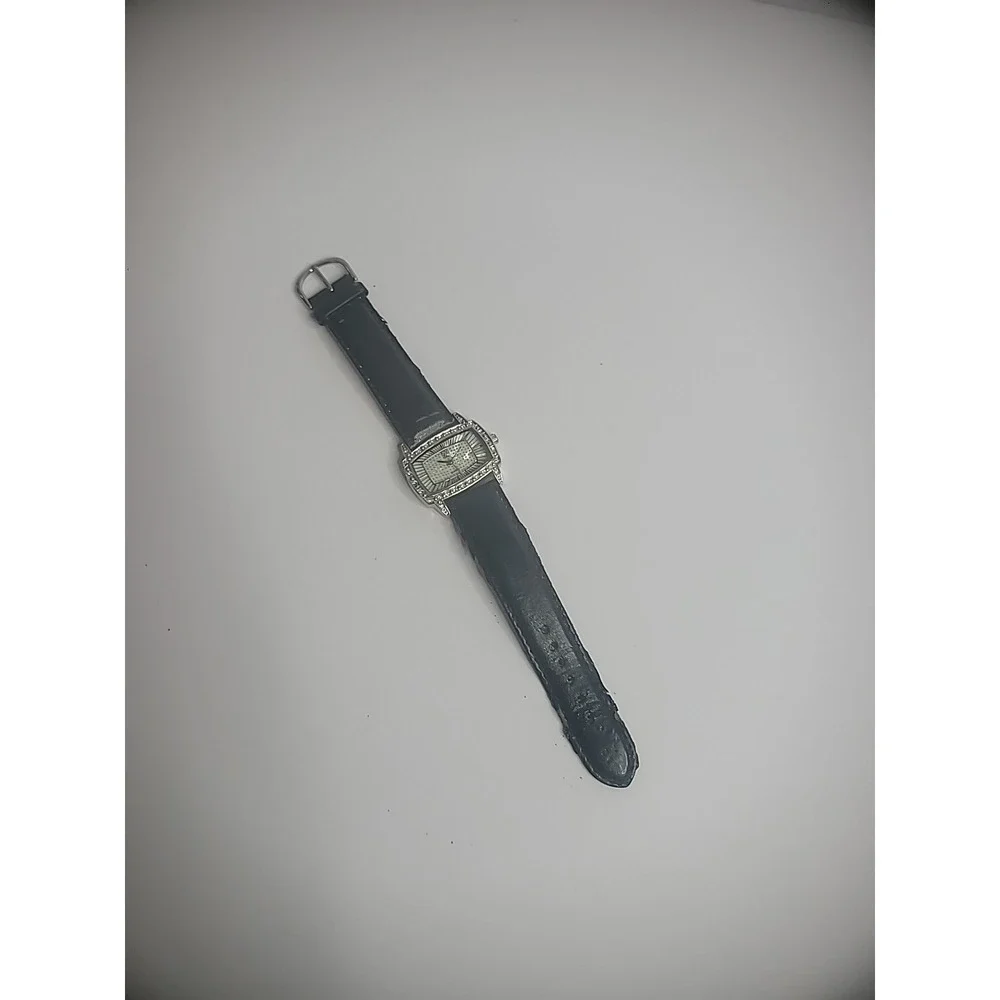 Vintage NY&CO Wristwatch Watch Silver Tone Sparkle Black Band Jewelry